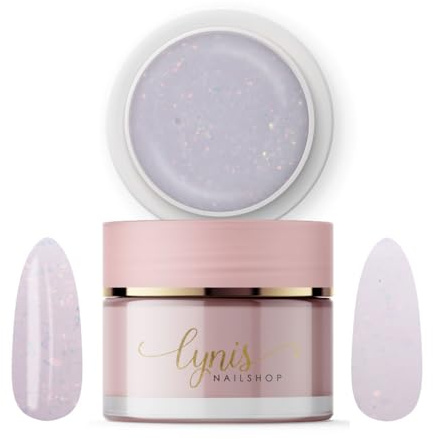 Glitzer Aufbaugel für Gelnägel Hell Weiß 15ml · Glitter Glacier Builder Gel als Glitzer Aufbaugel als UV-Gel für Nägel · Selbstglättend für Anfänger & Profis · Lynis-Nailshop.de
