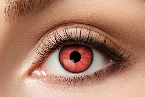 Zoelibat Eyecatcher – Electro Red – Farbige Jahres-Kontaktlinsen in Rot-Schwarz – Kontaktlinsen ohne Stärke – mit Aufbewahrungsbehälter