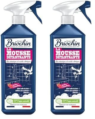 JACQUES BRIOCHIN - Mousse Détartrante au Vinaigre - Idéal Salle de Bain - Texture Mousse : Formule qui Adhère aux Surfaces - Ecocert - Flacon Recyclable - Fabrication Française - Pulvérisateur 750ml