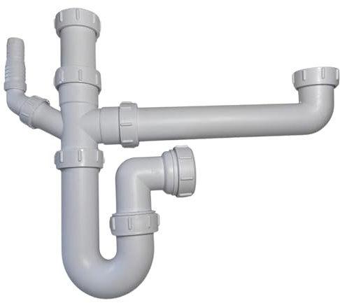 Hulthor Universal Double Bowl Sink Waste Kit - 1.5 & Double Bowl Kitchen Sink Trap, 40mm, Waste Pipe & Fittings