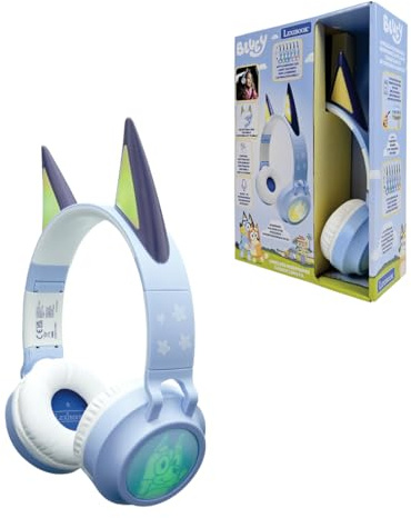 Lexibook, hopfällbart blinkande Bluetooth- och trådanslutet headset med 3D-design från Bluey-universumet, blå, HPBT015BY