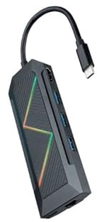 Watio Wave USB C Hub - 8-port USB 3.0 hub, RGB lighting, support for fast transfers and compact design. Ideal for multiple connections.*