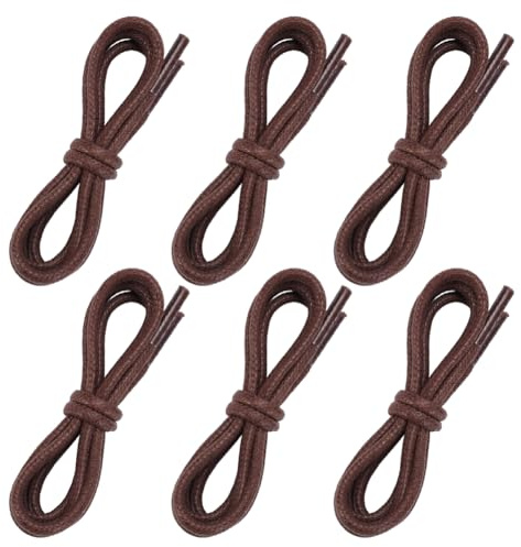 CALFOVERA 3 par de Cordones Redondos Marrones para Botas de Hombre, de Algodón Encerado, de 3mm de Grosor, para Zapatos de Vestir, de Negocios, Estilo Oxford, para Mujer, de Cuero Formal, para Vestir