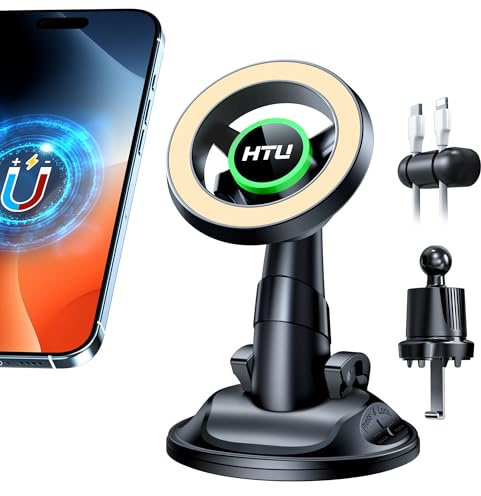 HTU Magnetic Phone Holder for Car, Patented Magnet, for MagSafe Car Mount, Dashboard Windshield Air Vent Cellphone Holder, Phone Stand Cradle for iPhone 17 Air 16 15 14 13 12 Pro Max
