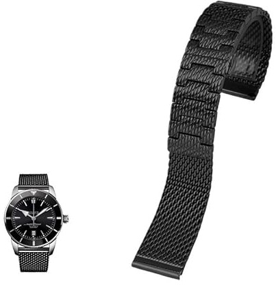 honyeuk Edelstahl-Uhrenarmband, passend für Breitling Avenger Super Ocean Aerospace Chronograph Challenger Uhrenketten(Black1,22mm)