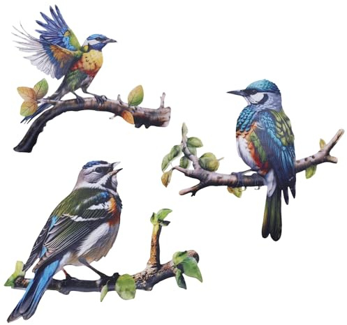 lasuroa 3uds 2025 Colibríes de Metal para Decoración Pared, Coloridos Adornos de Pájaros para Jardín Al Aire Libre Patio Porche Terraza Cerca Decoración Pared Interiores y Exteriores