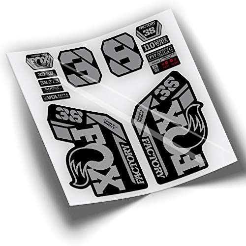Ref: VP432 Aufkleber, kompatibel mit Fox- 38 Gabel, Kashima 2021-2024, zweifarbig, MTB, Sticker, Aufkleber, Aufkleber für Mountainbikes (Silber)