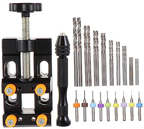 LALAFINA Mini Taladro Manual con Brocas Helicoidales para Joyería y Carpintería Herramienta Resistente y Práctica para Perforar