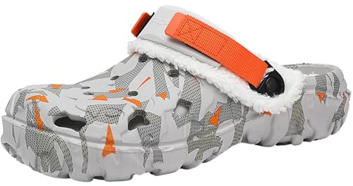 FRTUBOP Sabots Mixte Adulte Fourrées Hiver Sabots de Jardinage Homme Chaud Fourrure Pantoufles Femmes Lined Clogs Chaud Chaussons de Maison Imperméables Chaussures de Jardin Intérieur et Extérieur