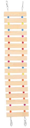 WOONEKY Juguete para Pollo y Pájaros de Corral Columpio y Escalera de Madera Natural Mediana Colorida para Gallineros y Patios, Accesorio Resistente para Aves y Pollitos