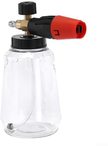 GLFLOW Pulvérisateur à mousse haute pression à angle de pulvérisation réglable 1 l avec connexion rapide 1/4 pour les tâches de nettoyage du nettoyeur haute pression (transparent)