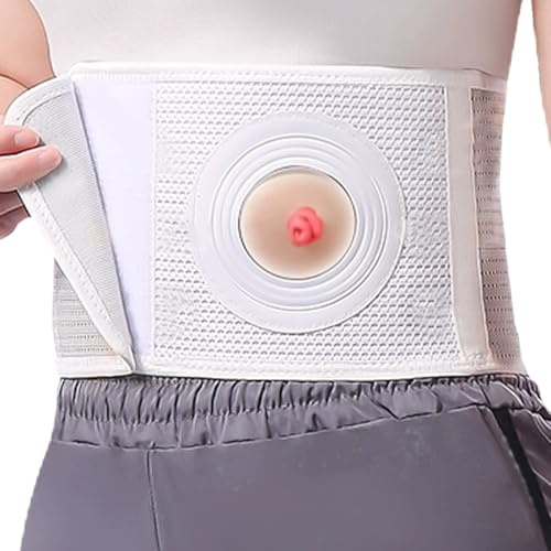 Stomiband, Justerbart Stomiband för Män och Kvinnor, Postoperativt Bråckband för Buken, Förebyggande av Parastomalt Bråck, Vit(XL)