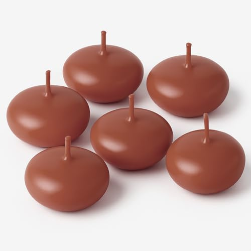 Bougies Flottantes pour Mariage, 4,7 cm, Lot de 6, Durée 4-6h, Coloris au Choix (Terracotta)