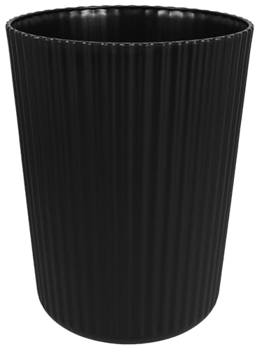 MOTHNUR Papelera de Plástico Negra Mediana sin Tapa Redonda y Ligera Cubo de Basura para Cocina Baño Oficina y Lavandería Contenedor Interior Moderno y Práctico