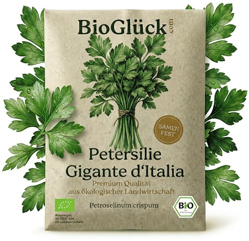 BioGlück Bio-Petersilie Gigante d'Italia Kräutersamen | Samenfest, Glattblättrig, Extra aromatisch, Für Garten & Topf