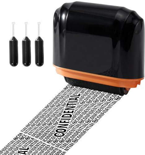 Data Defender Roller Stamp, Address Blocker with 3-Pack Refills Ink, Identity Theft Protection Roller Stamp for Anti Theft and Privacy Safety, Classic Black