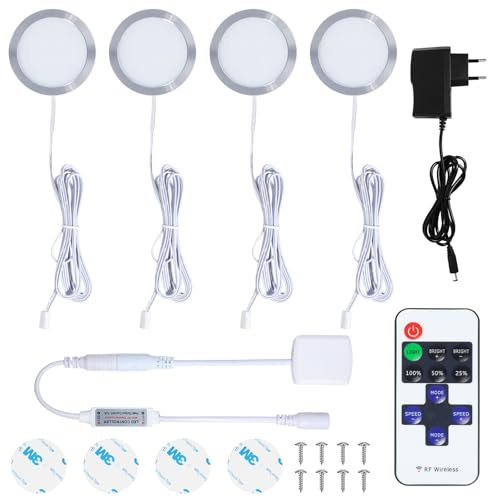 Schrankbeleuchtung LED, Unterbauleuchte Warmweiß, Vitrinenbeleuchtung, schrankbeleuchtung mit Fernbedienung Dimmbar, für Küche, Flur, Treppe, Kleiderschränke