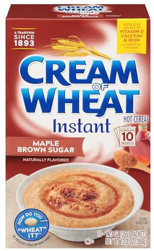 Cream of Wheat Instant Hot Cereal, Maple Brown Sugar, 1.23 Ounce, 10 Packets (Pack of 12)