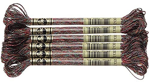 DMC 317W-E0130 Sticktwist, polyester, E0130 röd/blå/guld, 8 m