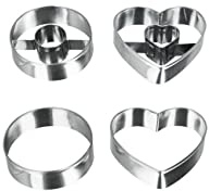 Metaltex - Cortadores para Galletas (Acero Inoxidable, 4 Unidades), diseño de círculo y corazón, Color Plateado