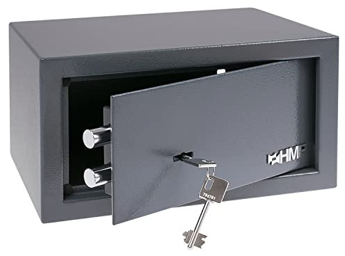HMF 49217-11 Safe Tresor mit Schlüssel, Möbeltresor | 31 x 17 x 25 cm | Anthrazit