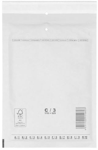 verpacking Luftpolstertaschen 170 x 225 mm Weiß C3 [Größe und Stückzahl wählbar] selbstklebend geeignet für DIN A5 B6+ Versandtaschen mit Luftpolster 600 Stück