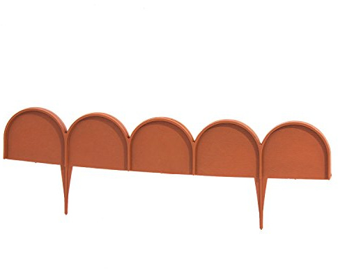 Prosperplast Terracotta 10m Long Flowerbed Edging, Rustic Style, Multiple Colors, Polypropylene (PP) Material, 5m Length, 9cm Width, 20 Segments, Garden Edging