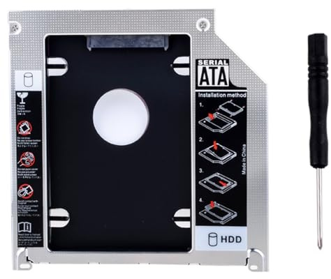 RGBS Festplatten-Caddy Tray 2nd HDD SSD Kit, kompatibel mit (2,5 Zoll) 9,5 mm, SATA HDD SSD 2nd HDD Adapter für Apple MacBook Pro, Unibody 13 15 17 SuperDrive, DVD-Laufwerk