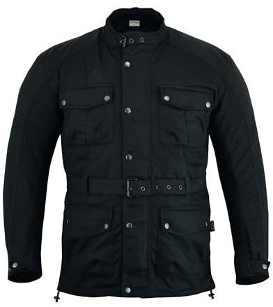 Texpeed Chaqueta moto hombre invierno 3/4 protecciones - Motociclista impermeable para hombre Cordura encerada con armadura CE Negro (EN 1621-1) 3XL