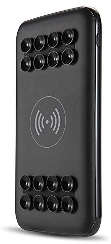 MYYING ELE Wireless Portable Charger, 10000mAh Fast Charging Power Bank External Battery Dual USB and Pack Suction Cup Compatible with iPhone XS/XS Max/XR/X/8/8 Plus and All Qi-enabled Device, Black