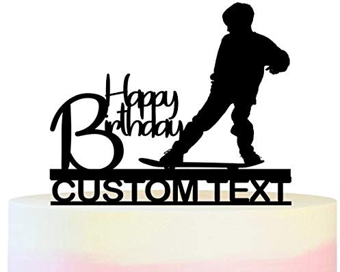 Innovedesire Personalisiert Sie Ihren Namen Happy Birthday Skateboard Boy Kuchenaufsätze Hochzeit Geburtsta Acryl Dekor Cupcake Kuchen Topper Stand für Kuchen Party Dekoration 11 Stück
