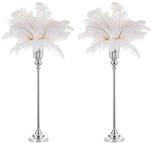 NUPTIO Blumenständer Metall Silber Vase: 2 Stück 77.5cm Hoch Blumenvase Hochzeit Ständer Trompete Vasen Metall für Silberne Hochzeit Mittelstücke Tischdeko Party Tafelaufsätze