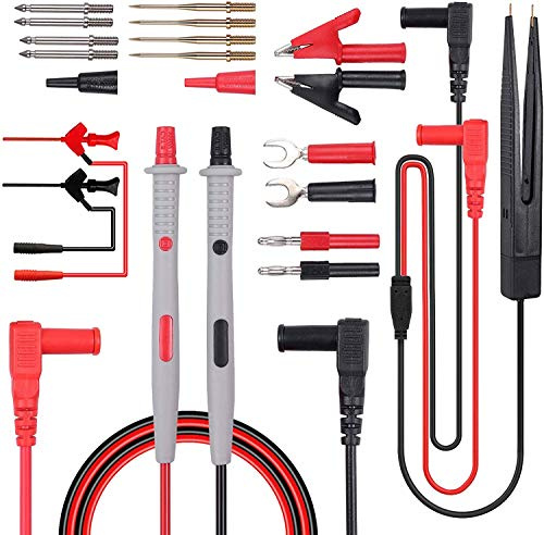 DollaTek Multi mätlinje-kit 21 i 1 elektrisk multimeter mätlinje med alligatorklämmor testsond bananplugg multimeterkabel för spänningstestare