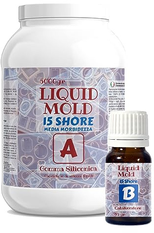 Resin Pro Liquid Mold: Silicona líquida para moldes (263g) creación de moldes para epoxi, poliuretano, cera, jabón, yeso, cemento - dureza 15 Shores - 100% Made in Italy