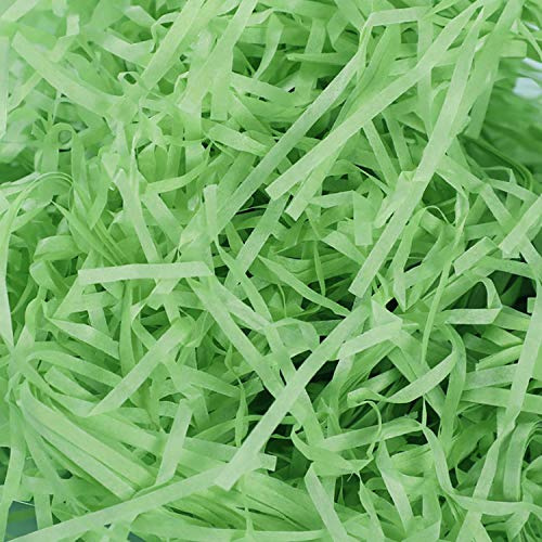 TSHAOUN 100g Raffia Hamper Shreds Geschreddertes Seidenpapier Füllmaterial, Geschenkfüllung Papierschnitzel für DIY Party Hamper Füllung und Geschenkverpackung für Geschenkbox Dekorations (Grün)