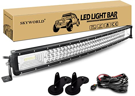 SKYWORLD Barra Led 4x4, 82 cm 405W Barras Led Coche Curvas Faro Led Focos Led Barras de Luz Led con 2 Soportes de montaje magnéticos para Tractor SUV ATV UTV Off-road arnés de cableado