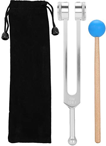 Stämgafflar Set, OM 136,1 Hz Stämgaffel i aluminiumlegering, Bärbar Yoga Stämgaffel Ljudläkningsterapi Stämgaffel med hammare och förvaringsväska