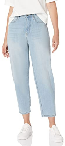 Amazon Essentials Damen Knöchellange Schmal Zulaufende Relaxed-Fit-Jeans Hoher Bund - Auslaufmodell, Helle Waschung, 48
