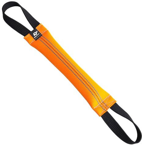 Bull Fit Bungee Beisswurst für Hunde, mit 2 Schlaufen, 30 cm, Orange | Aus hochwertigem Feuerwehrschlauch handgefertigt, robustes Hundespielzeug zum Training, Tauziehen und Zerrspiele mit Hund