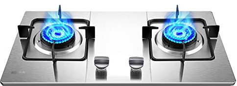 IBOWZ Tables de Cuisson à Gaz Table de Cuisson à gaz Table de Cuisson à gaz intégrée,4,8 KW à Triple Anneau 2 brûleurs,avec Protection Contre Les pannes de Flamme 72 cm en Acier Inoxydable GPL/NG