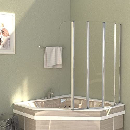 ANGYANG Duschabtrennung, Duschwand, Badewannenaufsatz, Duschwand Für Badewanne, Badewanne Wand, Glaswand Badewanne, Badewanne Duschwand, 120x140 cm Hartglas Transparent