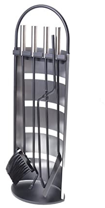 Aqbau® Kaminbestick i 4 delar | Patina eldstadstillbehör | eldstad bestick | kaminverktyg förklädeskrok