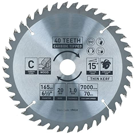 Circular Saw Blade 165mm x 16 / 20mm 40 Teeth TCT Cutting Disc Wood 1pc