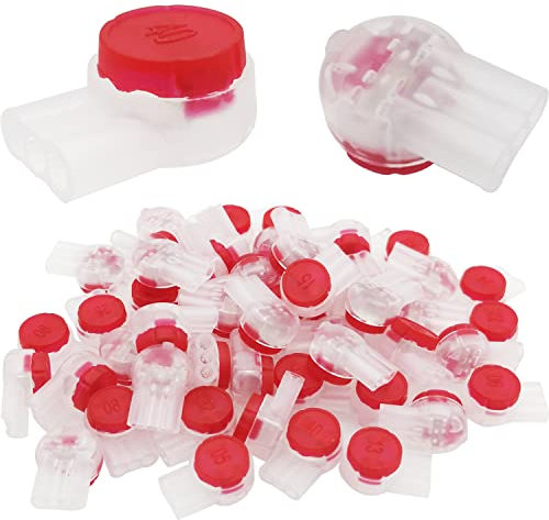 Conector UR2, CTRICALVER 50 piezas Conector Empalme, Conectores de cable telefónico, Conectores de cable 3 puertos / 3 conjuntos de núcleo (Rojo)