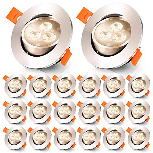 Sonnewelt LED spot Einbaustrahler 230V 20 Stück x 3W warmweiß LED deckenleuchte Spots schwenkbar Integriert Deckenspots flach Einbauleuchten fr Badezimmer Kche Wohnzimmer Korridor