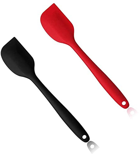 Juego de espátulas de silicona con núcleo de metal, sin bisfenol A, diseño sin costuras, 2 piezas, tarjeta de masa, espátula de silicona para tartas