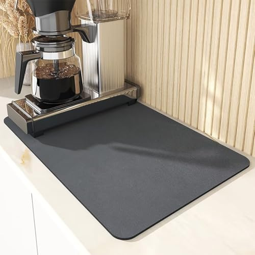 Hovoto Draining Mat, Kitchen Super Absorbent Draining Mat, Super Absorbent Kitchen Counter Mat,Coffee Machine Mat, Quick Dry Dish Drainer Mat, Anti Slip Drainer Mat for Kitchen Counter, Gray, 40x60cm
