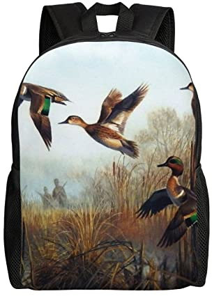 AABSTBFM Weißer Tiger Leichter Schulrucksack Klassisch College Rucksack Schultaschen 15 Zoll Laptop Schule Daypack Für Mädchen Jungen, Jagd Fliegende Wilde Enten, Einheitsgröße