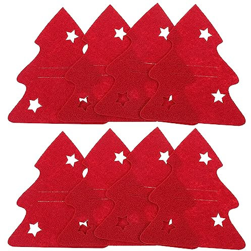 PRETYZOOM 8stücke Weihnachtliche Besteckhalter Aus Filz Teiliges Baumform Für Festliche Tischdeko Schöne Weihnachtsdeko Für Zuhause Und Restaurant Für Partys Und Weihnachtsessen