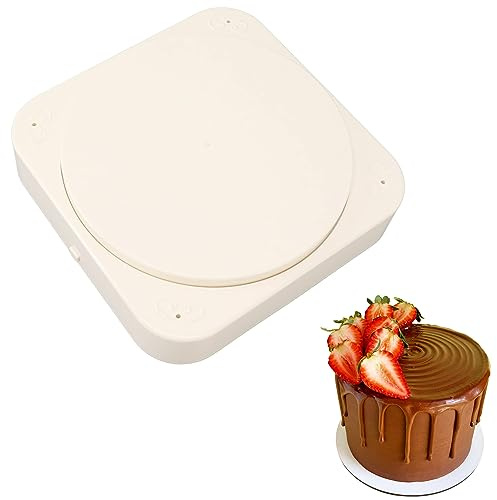Alzata per torta rotante automatica da 8 pollici con musica, espositore per giradischi girevole, vassoio per display per cupcake per feste di compleanno in cucina, matrimoni, regali di cottura